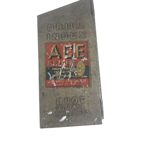 Ace Drill Index Vintage Huot St. Paul Metal Case With Assorted Drill Bits - Picture 1 of 8